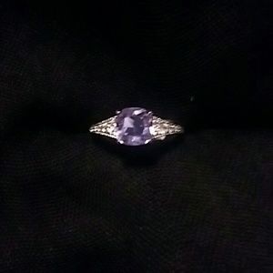 Bright Amethyst Ring On Irodium Band